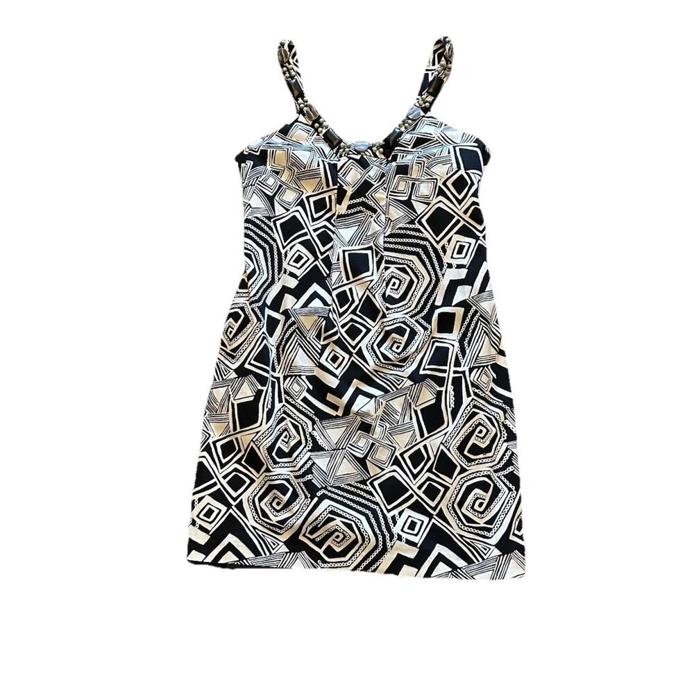 Robbie Bee Geometric Black And White Sundress-12